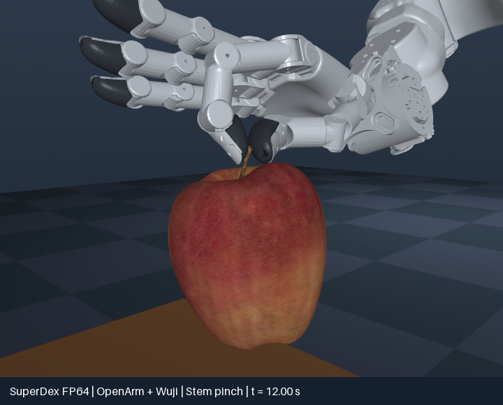 Apple-stem grasp · SDF contact